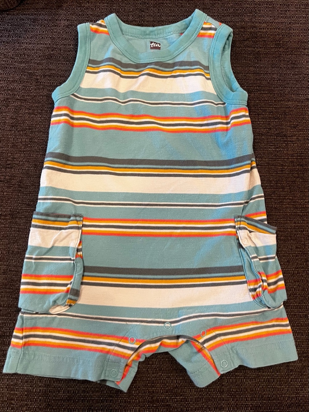 Tea Collection Romper’s Set of 3 Baby Boys Size 12-18 Months - Picture 5 of 10